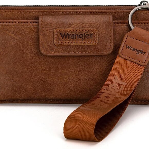 Accessories - Womens Faux Leather Brown Wallet Wristlet Clutch RFID Card & Coin Organizer